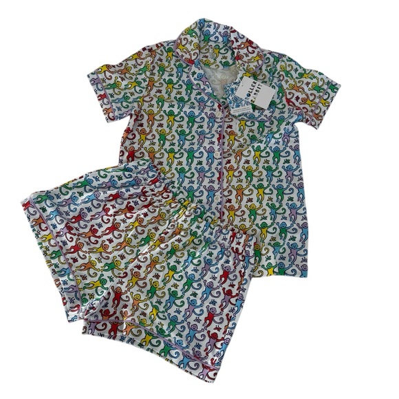 Roller Rabbit Disco Monkey polo shorts pajamas XS NWT - Picture 2 of 5